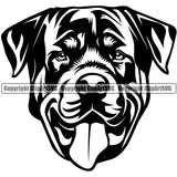 Rottweiler Dog Smile Face Design Puppy Pup Head Animal Portrait Doggy Face Cute Purebred Pedigree Canine K-9 K9Vector Clipart SVG