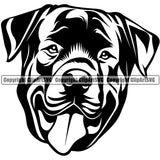 Rottweiler Dog Smile Face Design Puppy Pup Head Canine K-9 K9 Animal Portrait Doggy Face Purebred Pedigree Vector Clipart SVG