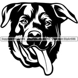 Rottweiler Dog Smile Funny Face Design Puppy Pup Head Purebred Pedigree Canine K-9 K9 Animal Portrait Doggy Face Cute Vector Clipart SVG