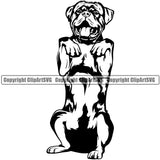 Rottweiler Dog Begging Design Smile Face Puppy Pup K-9 K9 Animal Portrait Doggy Face Cute  Head Purebred Pedigree Canine Vector Clipart SVG