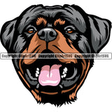 Rottweiler Dog Smile Color Head Design Puppy Pup Purebred K-9 K9 Animal Portrait Doggy Face Cute Pedigree Canine Vector Clipart SVG