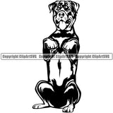 Rottweiler Dog Begging Face Design Puppy Pup Smile Head Purebred Pedigree K-9 K9 Animal Portrait Doggy Face Cute Canine Vector Clipart SVG