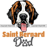 Saint Bernard Bad Dog Color Design Puppy Pup Head Purebred Pedigree Canine K-9 K9 Animal Portrait Doggy Face Cute Vector Smile Face Clipart SVG