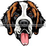 Saint Bernard Dog Color Head Design Puppy Head Purebred Pedigree K-9 K9 Animal Portrait Doggy Face Cute Canine Vector Clipart SVG