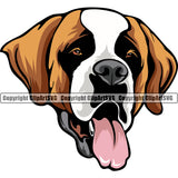 Saint Bernard Dog Yellow Color Head Design Puppy Pup Purebred Pedigree Portrait Doggy Face Cute Canine K-9 K9 Animal Vector Clipart SVG