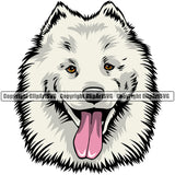 Samoyed Dog Smile Face Color Design Puppy Pup Head Purebred Pedigree Canine K-9 K9 Animal Portrait Doggy Face Cute Vector Clipart SVG