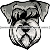 Schnauzer Dog Head Design Puppy Pup Head Pedigree Canine K-9 K9 Animal Portrait Doggy Face Cute Purebred Vector Clipart SVG