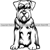 Schnauzer Dog Sitting Design Smile Face Puppy Pup Head Purebred Pedigree Canine K-9 K9 Animal Portrait Doggy Face Cute Vector Clipart SVG