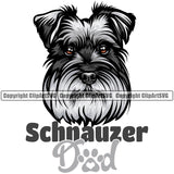 Schnauzer Dad Dog Smile Face Design Puppy K9 Animal Portrait Doggy Face Cute Face Purebred Pedigree Canine K-9 Vector Clipart SVG