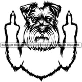 Schnauzer Dog Middle Finger Design Puppy Pup Canine K-9 K9 Animal Portrait Doggy Face Cute Vector Head Purebred Pedigree Clipart SVG