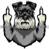 Schnauzer Dog Middle Finger Color Design Puppy Pup Head Purebred Pedigree Canine K-9 K9 Animal Portrait Doggy Face Cute Vector Clipart SVG