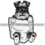 Schnauzer Dog Hanging From Shirt Pocket Design Puppy Pup Head Purebred Tshirt T-ShirtPedigree Canine K-9 K9 Animal Portrait Doggy Face Cute Vector Clipart SVG