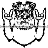 Schnauzer Dog Rock And Roll Hand Sign Design Puppy Head Purebred Portrait Doggy Face Cute Pedigree Canine K-9 K9 Animal Vector Clipart SVG