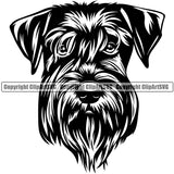 Schnauzer Dog Smile Face Design Puppy Pup Head Purebred Pedigree Canine K-9 K9 Animal Portrait Doggy Face Cute Vector Clipart SVG