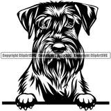 Schnauzer Dog Smile Face Peeking Design Puppy  Head Purebred Pedigree Canine K-9 K9 Animal Portrait Doggy Face Cute Vector Clipart SVG