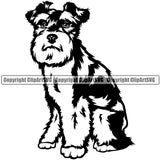 Schnauzer Dog Sitting Design Puppy Pup Head Purebred Pedigree Canine Smile Face K9 Animal Portrait Doggy Face Cute Vector Clipart SVG