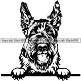 Scottish Terrier Dog Peeking Design Element Puppy Pup Head Purebred Pedigree Canine K-9 K9 Animal Portrait Doggy Face Cute Smile Face Vector Clipart SVG