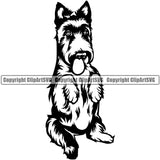 Scottish Terrier Dog Begging Smile Face Design Element Puppy Pup Head Purebred Pedigree Canine K-9 K9 Animal Portrait Doggy Face Cute Body Vector Clipart SVG