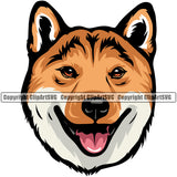 Shiba Inu Dog Color Head Smile Face Design Element Puppy Pup Head Purebred Pedigree Canine K-9 K9 Animal Portrait Doggy Face Cute Body Vector Clipart SVG