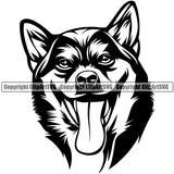 Shiba Inu Dog Head Smile Face Design Element Puppy Pup Purebred Doggy Face Cute Body Pedigree Canine K-9 K9 Animal Portrait Vector Clipart SVG