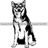 Shiba Inu Sitting Dog Smile Face Design Element Puppy Pup Head Purebred Pedigree Canine K-9 K9 Animal Portrait Doggy Face Cute Body Vector Clipart SVG