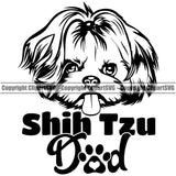 Shih Tzu Dad Dog Design Element Puppy Pup Head Purebred Pedigree Canine K-9 K9 Animal Portrait Doggy Smile Face Cute Body Vector Clipart SVG