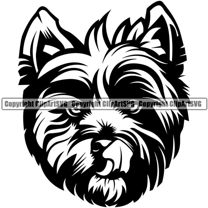 West Highland White Terrier Dog Head Design Element Puppy Pup Purebred Pedigree Canine K-9 K9 Animal Portrait Doggy Smile Face Cute Body Vector Clipart SVG