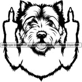 West Highland White Terrier Dog Design Element Middle Finger Puppy Pup Head Purebred Pedigree Canine K-9 K9 Animal Portrait Doggy Smile Face Cute Body Vector Clipart SVG