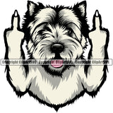 West Highland White Terrier Dog Color Design Element Middle Finger Puppy Pup Head Purebred Pedigree Canine K-9 K9 Animal Portrait Doggy Smile Face Cute Body Vector Clipart SVG