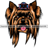Yorkie Dog Brown Color Head Design Element Puppy Pup Head Purebred Pedigree Canine K-9 K9 Animal Portrait Doggy Smile Face Cute Body Vector Clipart SVG