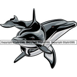 Dolphin Dolphins Porpoise Mascot Mascots School Team Sport eSport Fantasy Fantasy Game Animal Badge Logo Symbol Tattoo Emblem Sign Club Badge Icon Label Sea Water Design Animal Badge Logo Symbol Tattoo Color Symbol Clipart SVG
