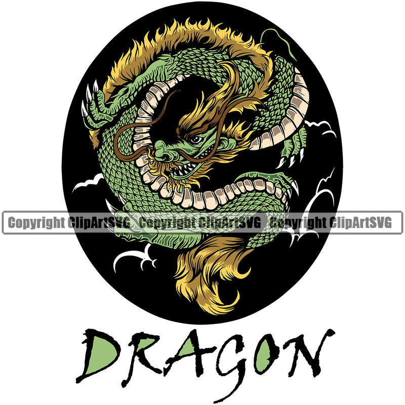 Dragon Dragons Mascot Oriental Animal Sports Team Game Fantasy eSport Emblem Logo Symbol Clipart SVG