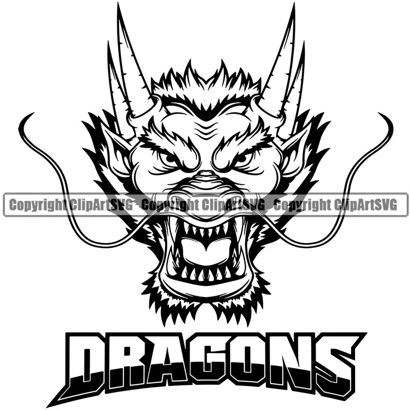 Dragon Dragons Mascot Animal Asian Monster Face Vector Sports Team Game Fantasy eSport Emblem Logo Symbol Clipart SVG