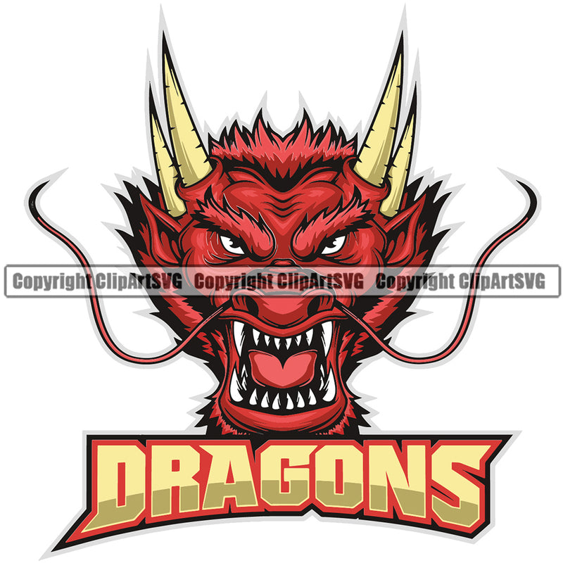 Dragon Dragons Mascot Animal Monster Head Creative Vector Sports Team Game Fantasy eSport Emblem Logo Symbol Clipart SVG