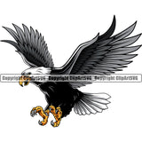American Eagle Bird Landing Symbol Logo Design ClipArt SVG