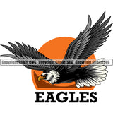 American Eagle Bird Freedom Flying Predator Sun Illustrate Logo Image Title ClipArt SVG