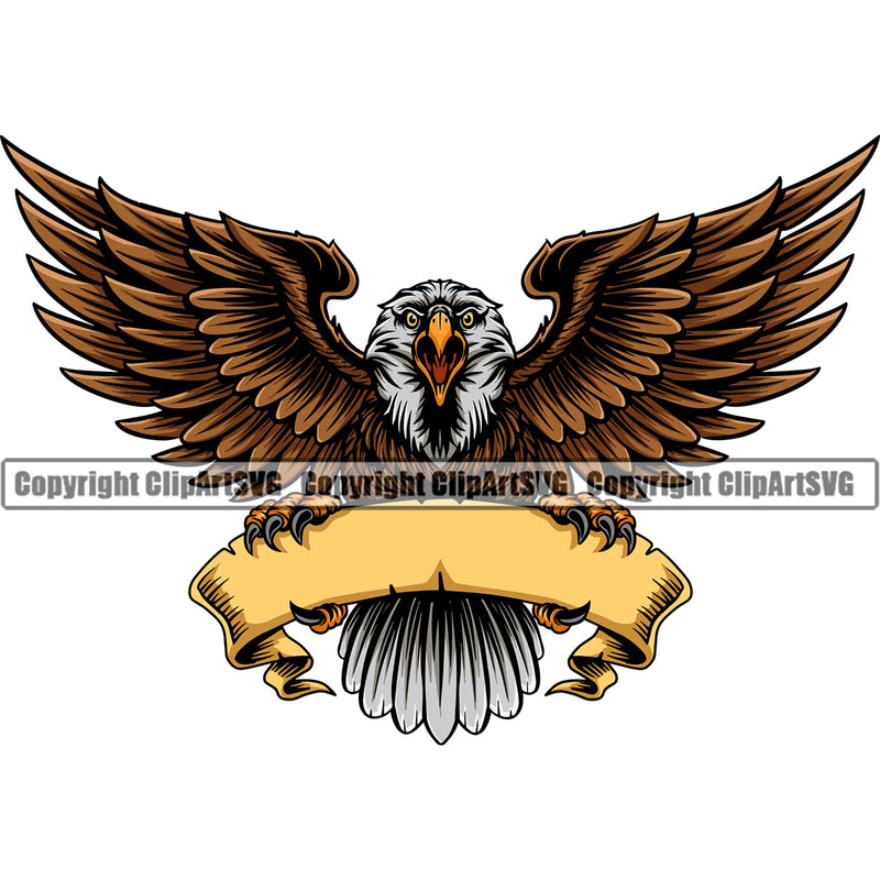 Golden American Eagle Bird Color Angry Eagle Logo Vector ClipArt SVG