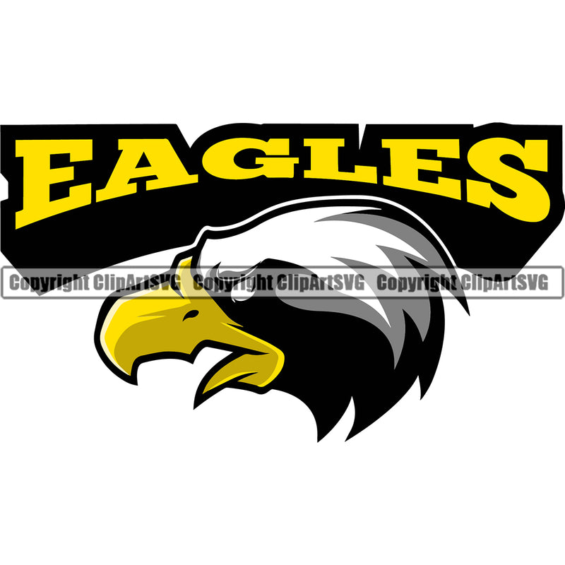 American Eagle Bird Colorful Yellow Head With Big Beak Sports Team Mascot Logo Graphics ClipArt SVG