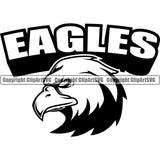 American Eagle Bird Sports Team Black Head Mascot With ClipArt SVG