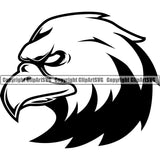 American Eagle Bird Black Angry Predator Head Sports Team Mascot Logo Graphics ClipArt SVG