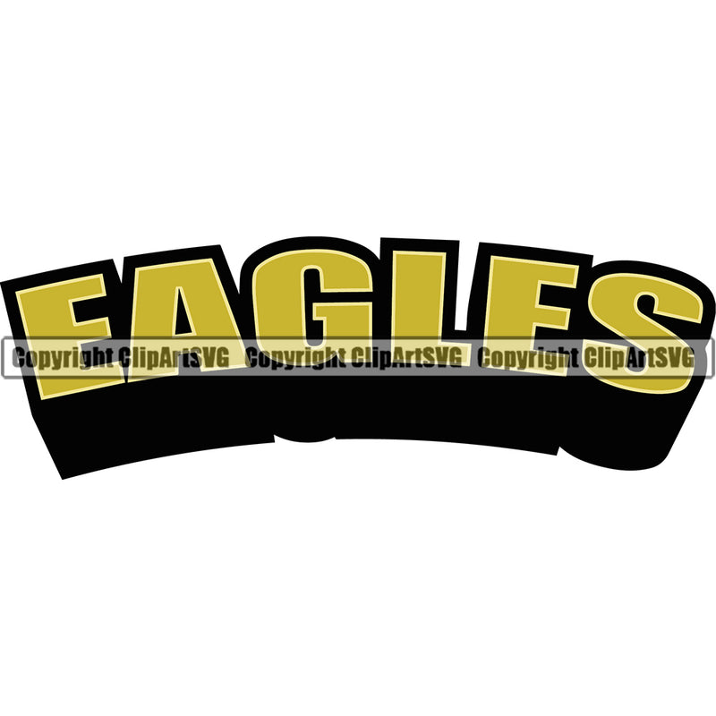 American Bird Yellow Sports Team Mascot For Eagles Word With Black Matching Color Great Vector Mascot ClipArt SVG