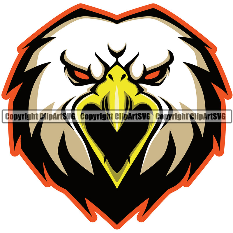 Eagles Furious Animal Eagle Bird Head Art Sports Team Mascot Game Fantasy eSport Emblem Logo Symbol Clipart SVG