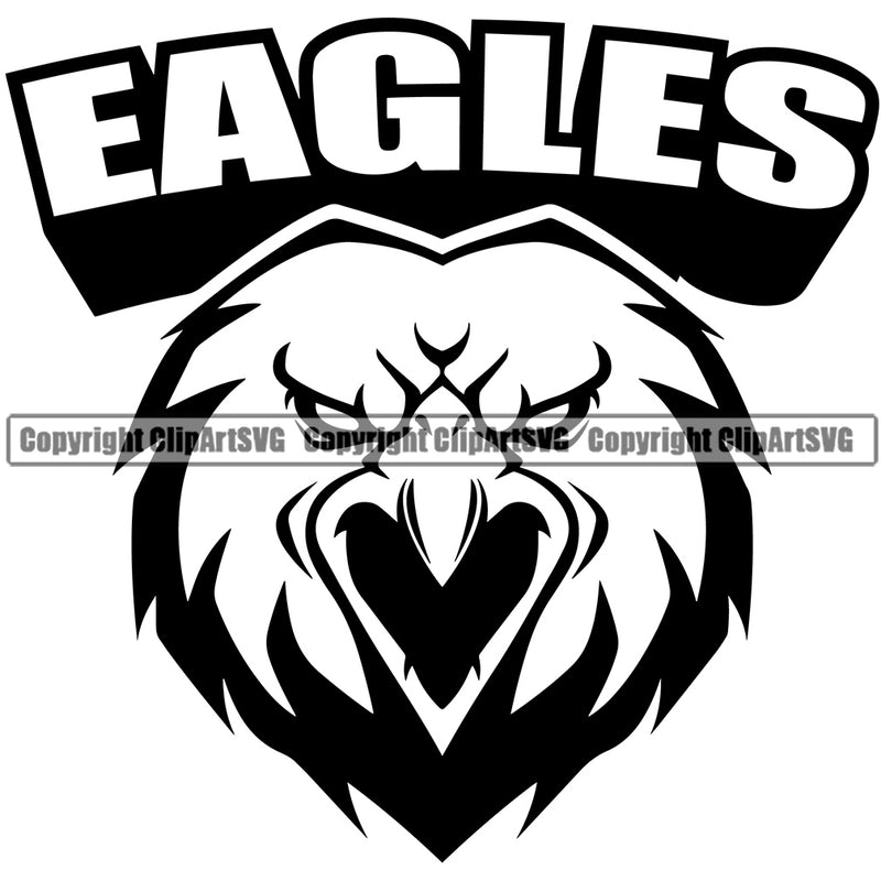 Animal Eagle Bird Head With Eagles Text Vector Art Sports Team Mascot Game Fantasy eSport Emblem Logo Symbol Clipart SVG