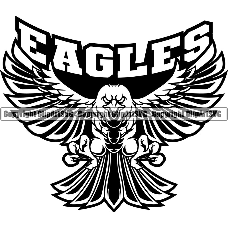 Animal Eagle Art Icon With Eagles Text Design Sports Team Mascot Fighting Hunter Attack Helmet Sticker Game Fantasy eSport Emblem Logo Symbol Clipart SVG