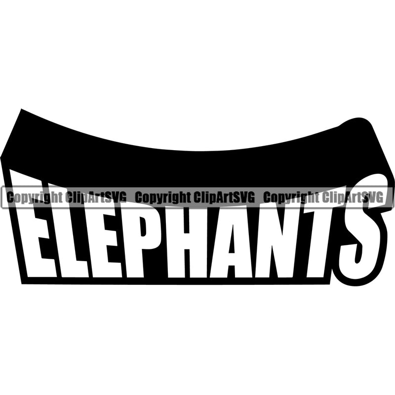 African Wild Elephants Word Black And White Sports Team Mascot Logo Design ClipArt SVG