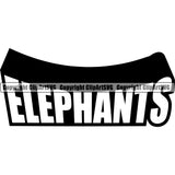 African Wild Elephants Word Black And White Sports Team Mascot Logo Design ClipArt SVG