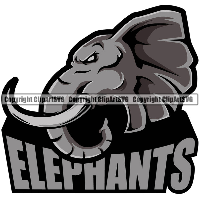 Gray Color Big Mammal Nature Elephant With Trunk Sports Team Mascot Logo Vector Design ClipArt SVG