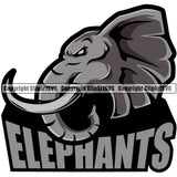 Gray Color Big Mammal Nature Elephant With Trunk Sports Team Mascot Logo Vector Design ClipArt SVG