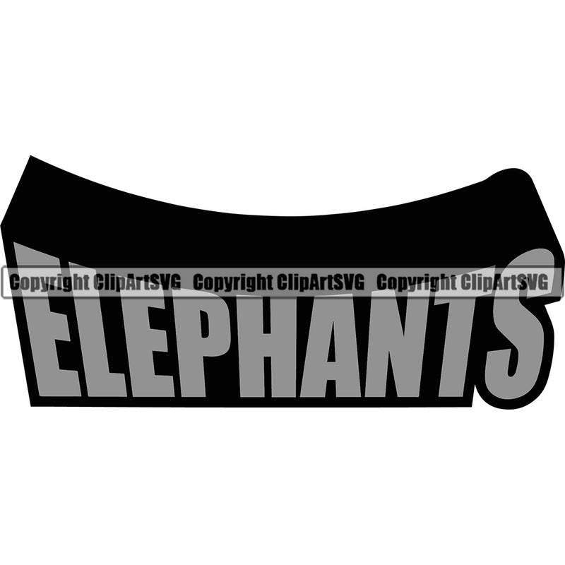 Gray Color Wild Elephants Word Sports Team Mascot Vector Logo Design ClipArt SVG