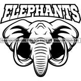 Animal Elephants Mascot Elephant Art  Text Icon Design Animal Sports Team Mascot Game Fantasy eSport Emblem Logo Symbol Clipart SVG